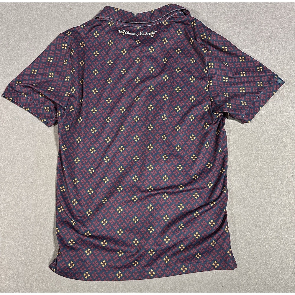 William Murray Golf Polo Shirt Men’s Medium Geometric Print Burgundy Navy - Picture 6 of 6